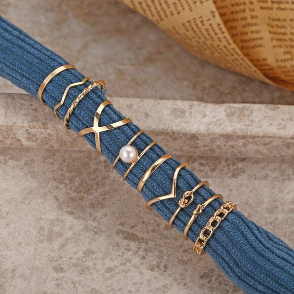 Stackable Rings Set for Women, Bohemian Gold - Picture 2 of 6